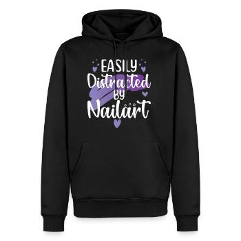 Easily Distracted By Nailart Nail Tech - Men's Premium Hoodie - black - Front - Nico (187cm) & Julia (174cm)