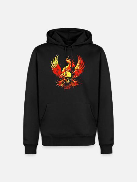 Fire Phoenix and skull - Men's Premium Hoodie - black