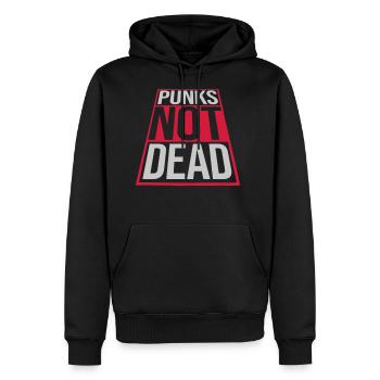 punks not dead quote - Men's Premium Hoodie - black - Front - Nico (187cm) & Julia (174cm)