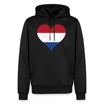 Netherlands Heart Vintage Flag Netherlands Love - Men's Premium Hoodie - black - Front - Nico (187cm) & Julia (174cm)