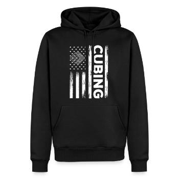 American Cubing Outfit Speed Cube USA Flag - Men's Premium Hoodie - black - Front - Nico (187cm) & Julia (174cm)