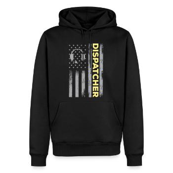 USA Flag Dispatcher 911 Emergency Calls - Men's Premium Hoodie - black - Front - Nico (187cm) & Julia (174cm)