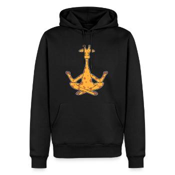 Meditation Giraffe Yoga Instructor - Men's Premium Hoodie - black - Front - Nico (187cm) & Julia (174cm)