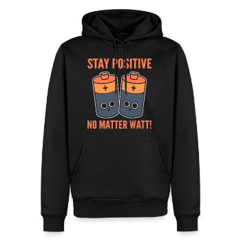 Optimistic Sayings Lineman - Men's Premium Hoodie - black - Front - Nico (187cm) & Julia (174cm)