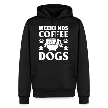 Weekends Coffee And Dogs Dog Cafe Barista - Men's Premium Hoodie - black - Front - Nico (187cm) & Julia (174cm)