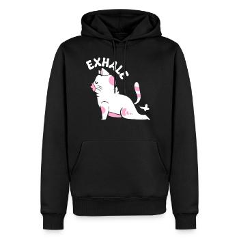 Exhale Cat Yoga Instructor - Men's Premium Hoodie - black - Front - Nico (187cm) & Julia (174cm)