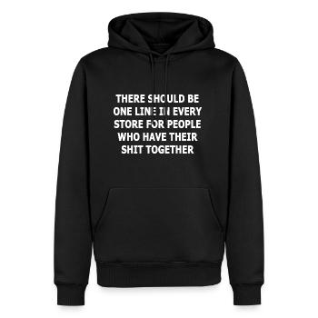 There Should Be One Line - Men's Premium Hoodie - black - Front - Nico (187cm) & Julia (174cm)