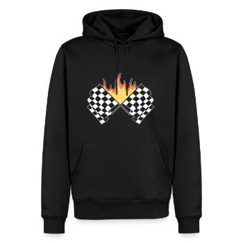 Flaming Flag Motorsport Driver - Men's Premium Hoodie - black - Front - Nico (187cm) & Julia (174cm)