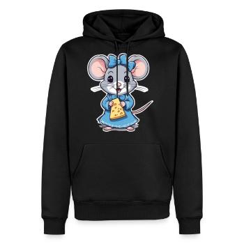Cute mouse with cheese - Men's Premium Hoodie - black - Front - Nico (187cm) & Julia (174cm)