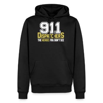 911 Dispatchers Heroes Shirt - Men's Premium Hoodie - black - Front - Nico (187cm) & Julia (174cm)