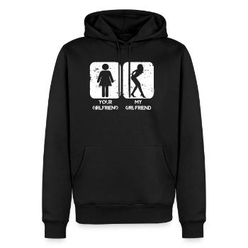 Your Girlfriend My Girlfriend Tee Partner Funny Bi - Men's Premium Hoodie - black - Front - Nico (187cm) & Julia (174cm)