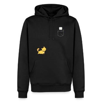 Cool Fake Pocket Design Pingouin et chat drôle - Molleton à capuche Premium pour homme - noir - Devant - Nico (187cm) & Julia (174cm)