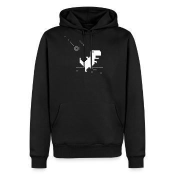 No Internet T-rex Pixel Meteor Funny Nerd Offline - Men's Premium Hoodie - black - Front - Nico (187cm) & Julia (174cm)