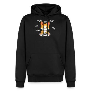 Corgi - Men's Premium Hoodie - black - Front - Nico (187cm) & Julia (174cm)