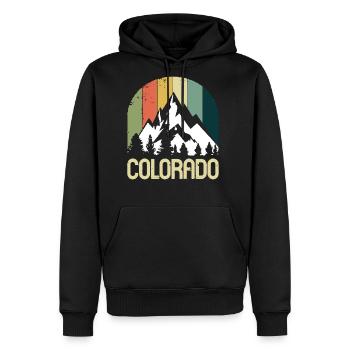 Retro Vintage Colorado Hiking Mountain - Men's Premium Hoodie - black - Front - Nico (187cm) & Julia (174cm)