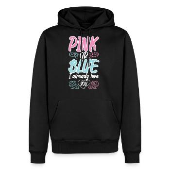 Pregnancy 07B - Men's Premium Hoodie - black - Front - Nico (187cm) & Julia (174cm)