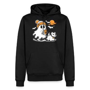 Ghost Walking Dog Ghost Dog Halloween - Men's Premium Hoodie - black - Front - Nico (187cm) & Julia (174cm)