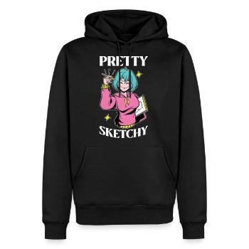 Pretty Sketchy Artists Funny Artist Gift - Molleton à capuche Premium pour homme - noir - Devant - Nico (187cm) & Julia (174cm)