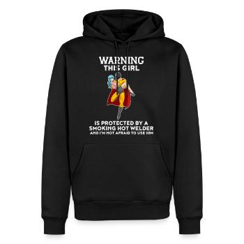 This Girl Is Protected By Welder Funny Welder Gift - Men's Premium Hoodie - black - Front - Nico (187cm) & Julia (174cm)