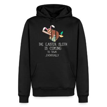 The Easter Sloth With Bunny Ears Easter Bunny - Men's Premium Hoodie - black - Front - Nico (187cm) & Julia (174cm)