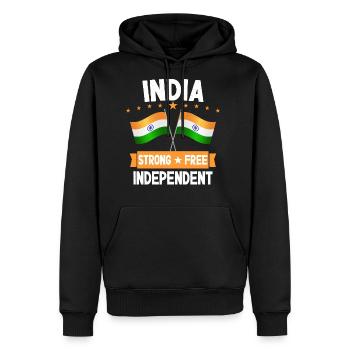 India - Men's Premium Hoodie - black - Front - Nico (187cm) & Julia (174cm)