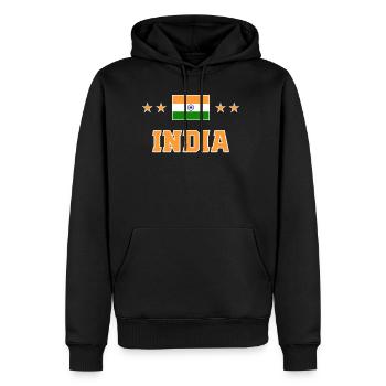 India - Men's Premium Hoodie - black - Front - Nico (187cm) & Julia (174cm)