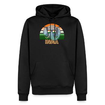 India - Men's Premium Hoodie - black - Front - Nico (187cm) & Julia (174cm)