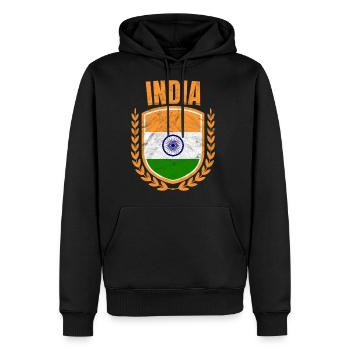 India - Men's Premium Hoodie - black - Front - Nico (187cm) & Julia (174cm)