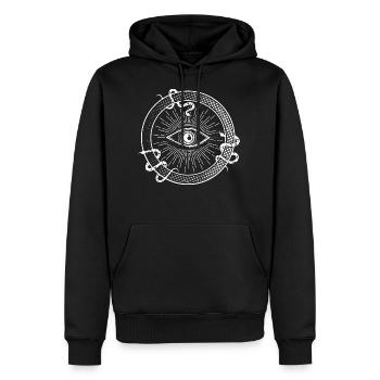 Black and White T-shirt Design With All Seeing Eye - Men's Premium Hoodie - black - Front - Nico (187cm) & Julia (174cm)