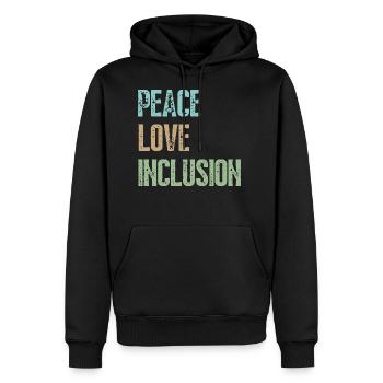 Peace Love Inclusion - Men's Premium Hoodie - black - Front - Nico (187cm) & Julia (174cm)
