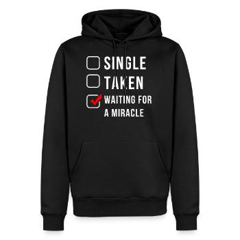 Funny Single - Men's Premium Hoodie - black - Front - Nico (187cm) & Julia (174cm)