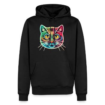 cat face neon design - Men's Premium Hoodie - black - Front - Nico (187cm) & Julia (174cm)