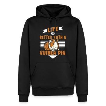 Life is Better with a Guinea Pig Cavy Caviidae - Men's Premium Hoodie - black - Front - Nico (187cm) & Julia (174cm)