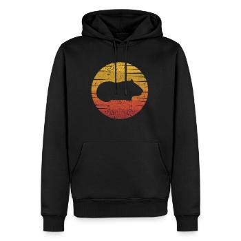 Retro Guinea Pigs American Crested Cavy Caviidae - Men's Premium Hoodie - black - Front - Nico (187cm) & Julia (174cm)