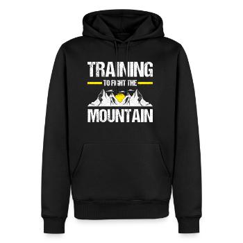 training to fight the mountain - Men's Premium Hoodie - black - Front - Nico (187cm) & Julia (174cm)