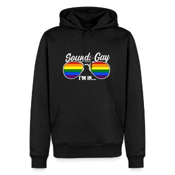 Sound's Gay I'm in Rainbow Sunglass - Men's Premium Hoodie - black - Front - Nico (187cm) & Julia (174cm)