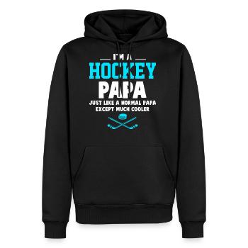 I'm A Hockey Papa T Shirt - Men's Premium Hoodie - black - Front - Nico (187cm) & Julia (174cm)
