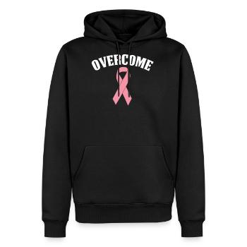 Overcome | Breast Cancer - Men's Premium Hoodie - black - Front - Nico (187cm) & Julia (174cm)