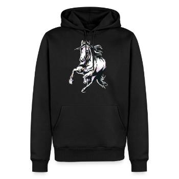 Horse Watercolor Equestrian - Men's Premium Hoodie - black - Front - Nico (187cm) & Julia (174cm)