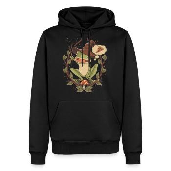 Cottagecore Frog Summoning Pizza Shirt, Comfy Aest - Men's Premium Hoodie - black - Front - Nico (187cm) & Julia (174cm)