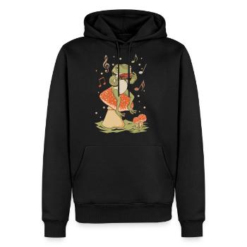 Cottagecore Frog Playing Harmonica Shirt, Comfy Ae - Men's Premium Hoodie - black - Front - Nico (187cm) & Julia (174cm)