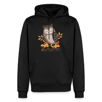 Autumn Tree Orange Fall Leaves The Season owl - Men's Premium Hoodie - black - Front - Nico (187cm) & Julia (174cm)