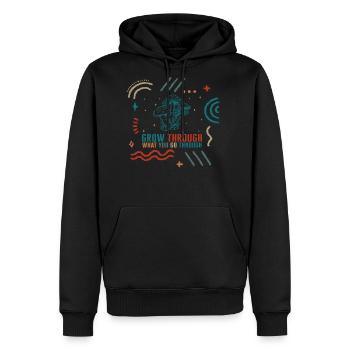 Fungi Shirt, Grow Through What You Go Through - Men's Premium Hoodie - black - Front - Nico (187cm) & Julia (174cm)