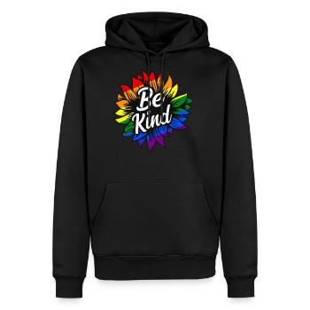 Be Kind Rainbow Sunflower Pride LGBT Tolerance - Men's Premium Hoodie - black - Front - Nico (187cm) & Julia (174cm)