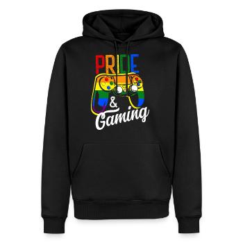 Pride Gaming Rainbow Gay Gamer LGBT - Men's Premium Hoodie - black - Front - Nico (187cm) & Julia (174cm)