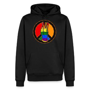 Victory Peace Sign Rainbow Tolerance LGBT - Men's Premium Hoodie - black - Front - Nico (187cm) & Julia (174cm)