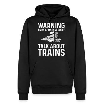 Warning May Spontaneously Talk About Trains - Men's Premium Hoodie - black - Front - Nico (187cm) & Julia (174cm)