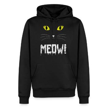 Meow Vintage Halloween Cat Face - Men's Premium Hoodie - black - Front - Nico (187cm) & Julia (174cm)
