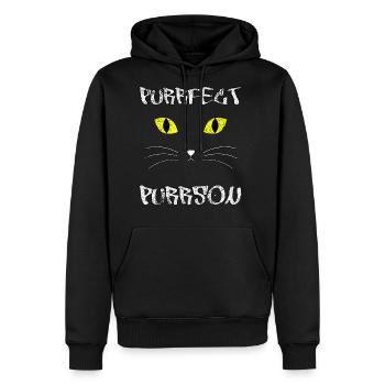 Purrfect Purrson, Cat Face - Men's Premium Hoodie - black - Front - Nico (187cm) & Julia (174cm)