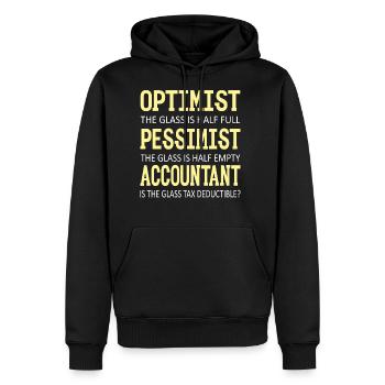 Optimist Pessimist Accountant Glass - Men's Premium Hoodie - black - Front - Nico (187cm) & Julia (174cm)
